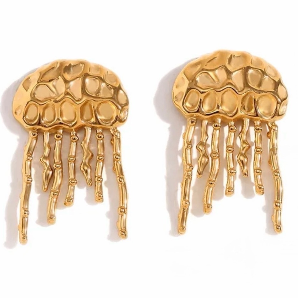 Jellyfish Statement Earrings 18k gold platedl - Picture 2 of 3